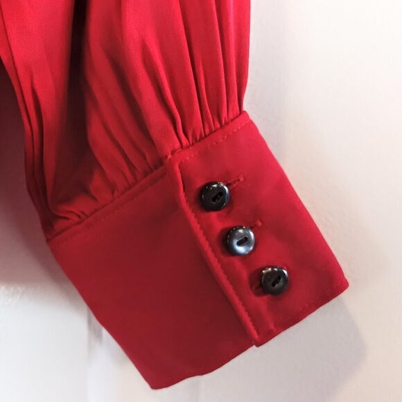 Talbots Red Silk Split Flyaway Front Tunic Top - Picture 4 of 7